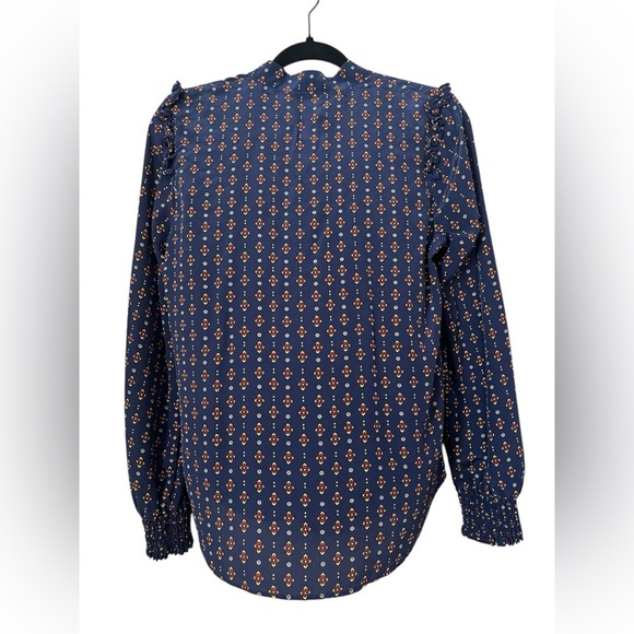 a love a 100% Silk Long Sleeve Button Down Blouse in Navy Size Medium - Picture 2 of 8